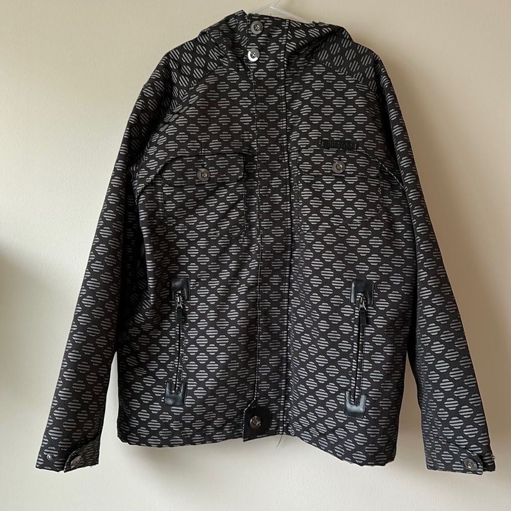 NWOT Burton Snowboard Ski Jacket Black & Grey Burton Entourage Large Hooded